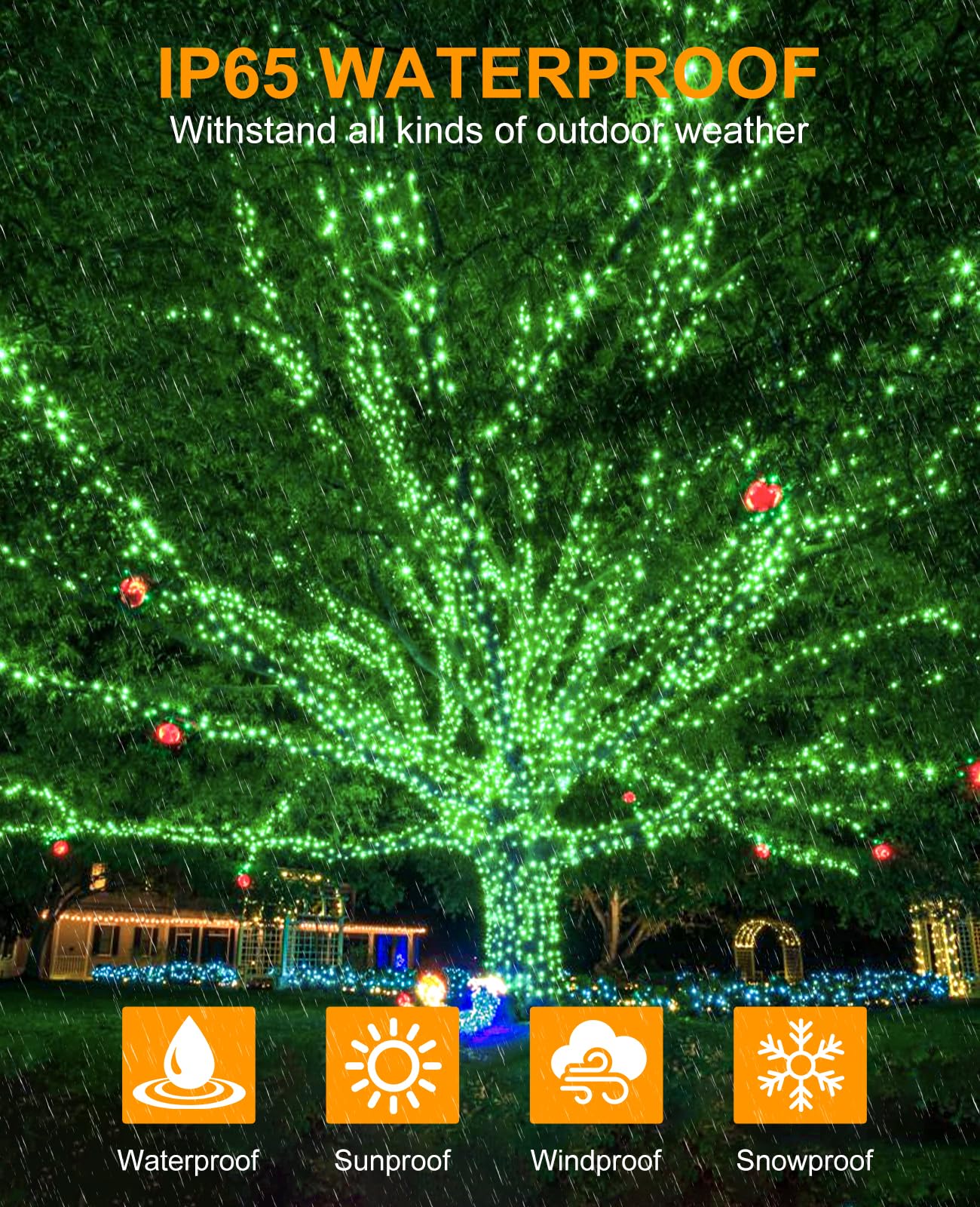 157Ft 480 Led Christmas Lights Outdoor  Plug In Christmas Tree Lights Waterproof  8 Modes Green Wire Fairy String Light For Indoor House Garden Xmas Party Decorations  Green
