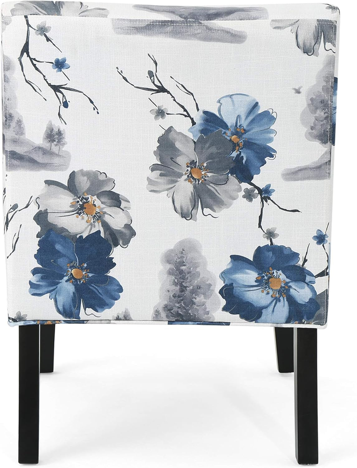 Kendal Traditional Fabric Accent Chair, Print, Matte Black, 22.5D X 29.5W X 32H In