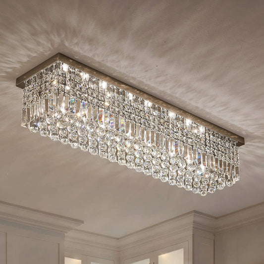 7Pm Modern Large Chandeliers - 47.2 Chrome Stainless Steel Dining Room Light Fixture, Model Cl010896