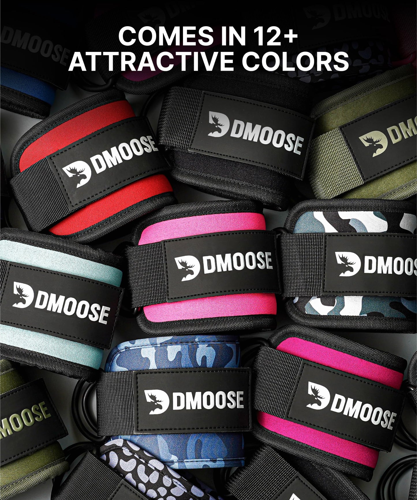 DMoose Fitness Ankle Straps for Cable Machines - One Size Fit Premium Padding, Glute Kickback Ankle Strap for Women & Men, Cable Attachments for Gym, Booty Workouts & Hip Abductors (Cocoa - Pair)