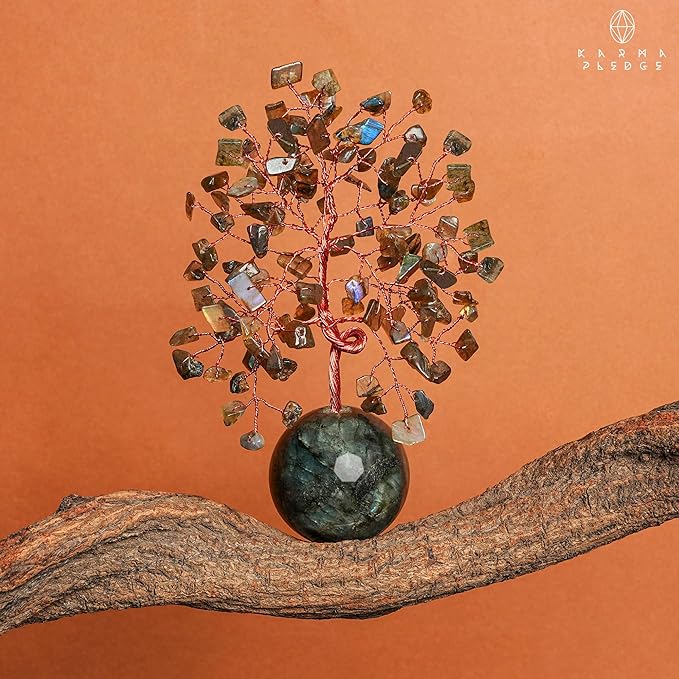 Crystal Tree of Life Home and Office Decor Gifts for Women, Labradorite Chakra Healing Stones Feng Shui Bonsai Tree for Positive Energy, Money, Good Luck, Christmas Decor, Birthday Gifts for Mom