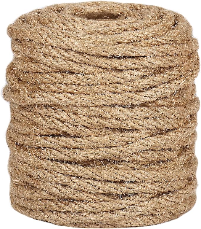 Vivifying 5mm Jute Rope, 98 Feet Strong Natural Jute Twine for Crafts, Cat Scratching Post, Garden Plants, Bundling and Ha...