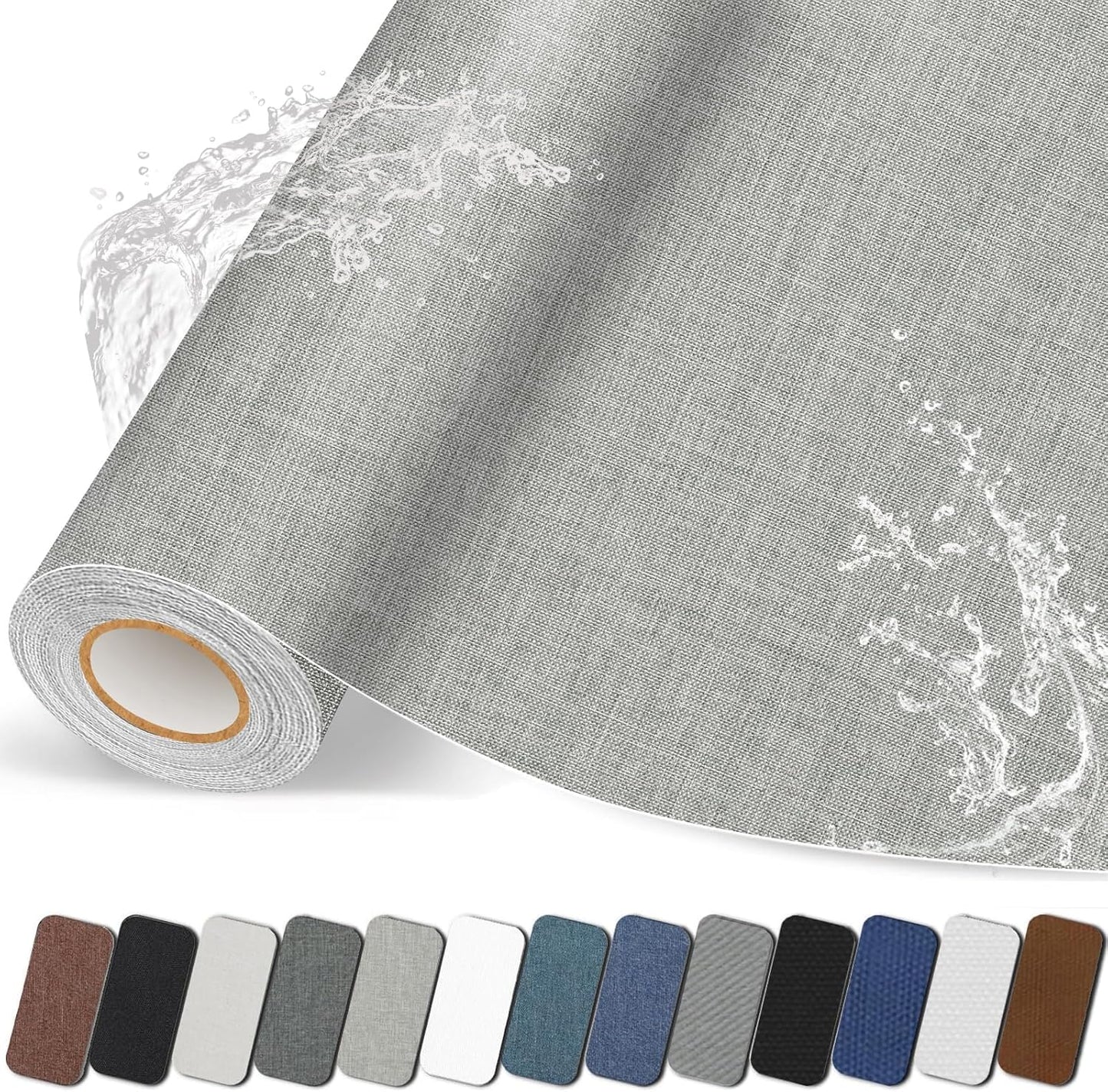Fabric Repair Patches, Linen Self-Adhesive Fabric Repair Tape, Strong Sticky Linen Patch for Sofas, Tote Bags, Clothing, Car Seats, Furniture（Medium Grey, 3.5X79 inch）