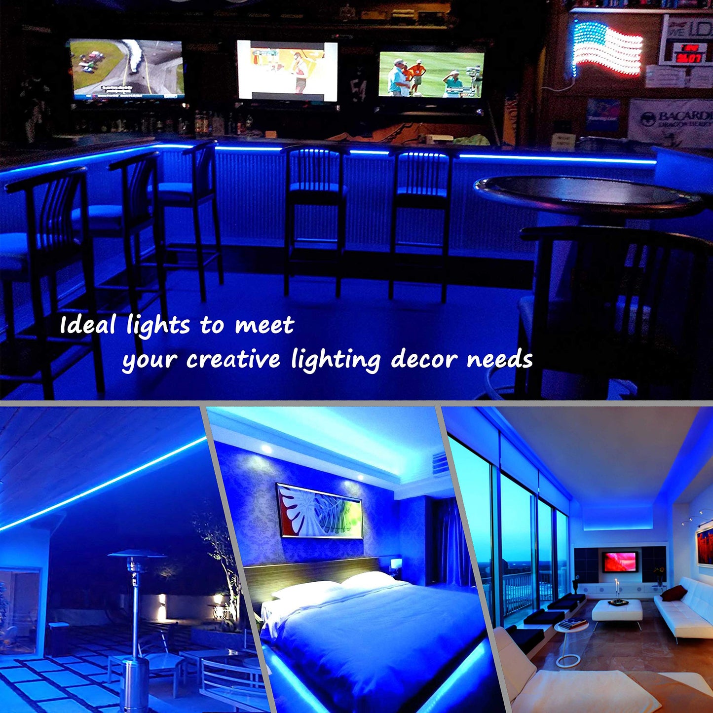 Areful Blue Led Rope Lights, 16Ft Flexible Strip, Waterproof Pvc, High Brightness 3528 Leds, Model Led-Mlf-2W-16Ft-Ex-B-1.