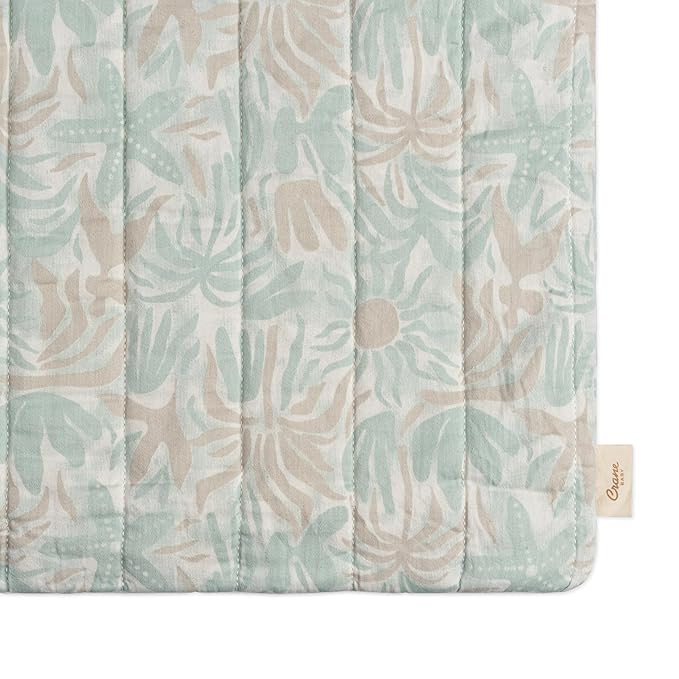 Crane Baby Changing Pad Cover, 100% Cotton Sateen Exterior Change Pad Cover, Beach Life Theme, 16" x 32", Fitted Changing Pad Covers, Changing Table Pad Cover For Nursery, Baby Registry or Shower Gift