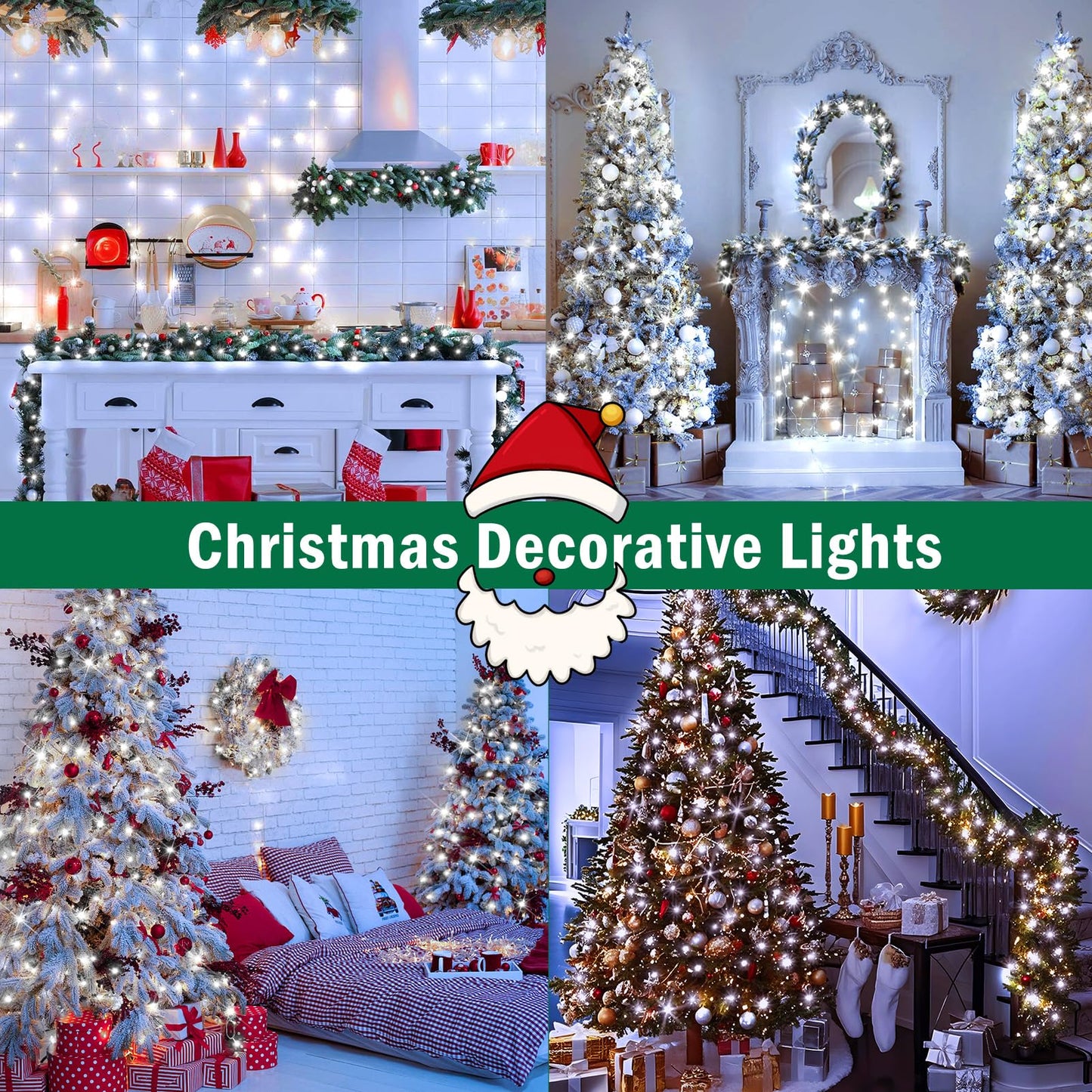 Sauirs 403Ft 1000 Led Christmas Lights Outdoor String Lights With 8 Modes Timer Waterproof Fairy Light Plug In For Outside Indoor Party Xmas Palm Tree Yard Wedding Decorations(Cool White)