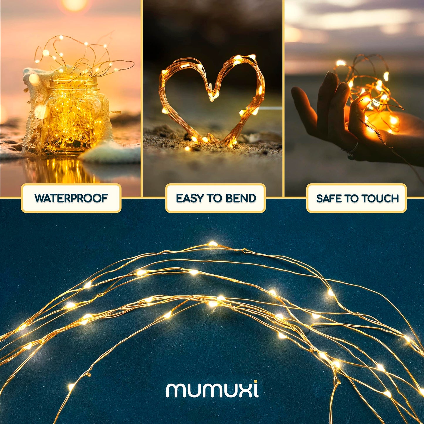 Mumuxi 20 Pack 3.3Ft Copper Fairy String Lights, Battery Operated Mini Leds For Party And Wedding Decorations, Warm White