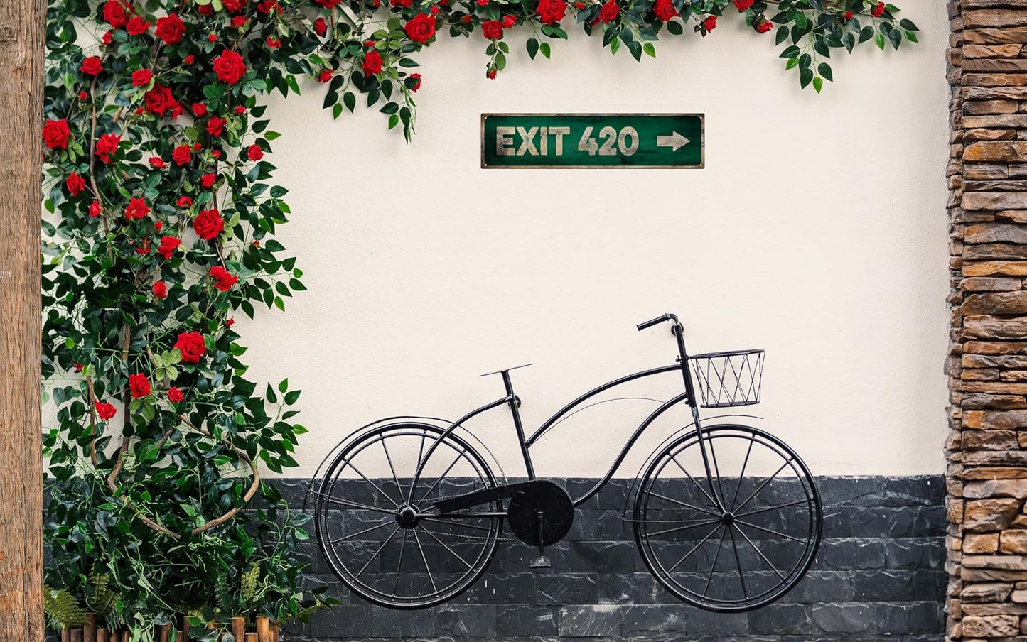 Vintage Tin Sign Retro Metal Exit 420 Signs Stylish Wall Art Plaques for Home Decor Bathroom Kitchen House and Gothic Wall Decor or as a Unique Poster 16x4 in
