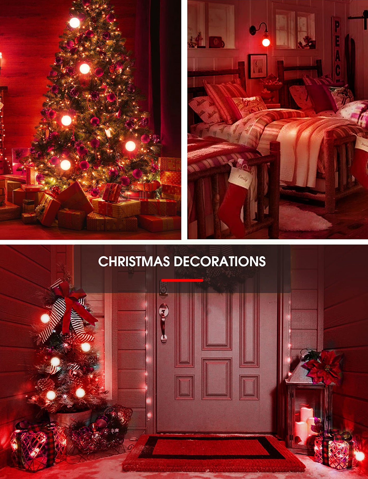 L Lohas Led Red A19 Light Bulbs, 9W (60W Equivalent), E26 Base, Non-Dim, 4 Pack, Indoor Christmas Decor