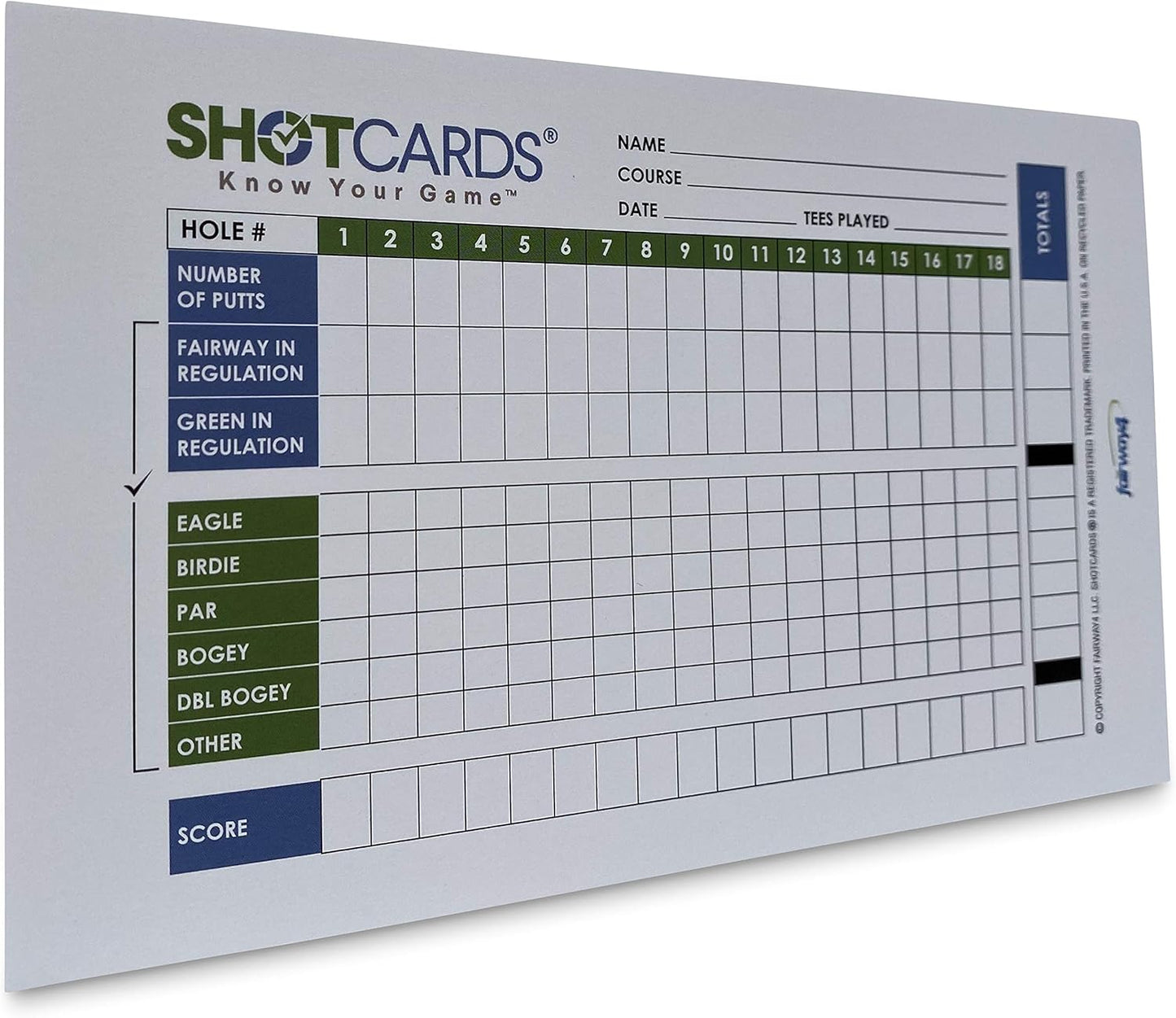 SHOTCARDS Standard Edition (Blue/Green) - Golf Shot and Stat Tracking Scorecards - Pinpoint Weaknesses and Improve Your Game - Training Aid - Detailed Score Tracking