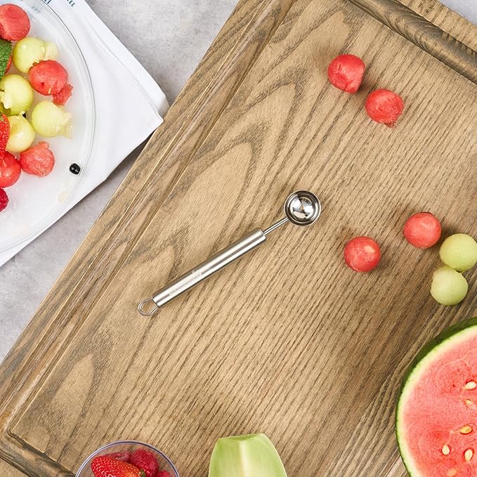 Restaurantware Stainless Steel Melon Baller - 6 Pack - German Standard Fruit Scooper, Ergonomic Grip, Dishwasher Safe - Fruit Baller For Watermelon, Cantaloupe, Butter, DIY Fruit Platter