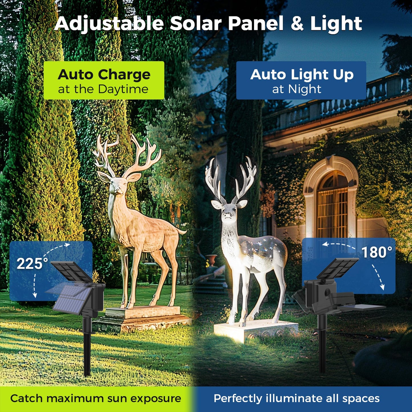 Auderwin Solar Spot Lights Outdoor Waterproof For Flag  Tree  House  Garden  Yard  Landscape Spotlights For Accent Uplighting Halloween Christmas Decorations-1 Pack