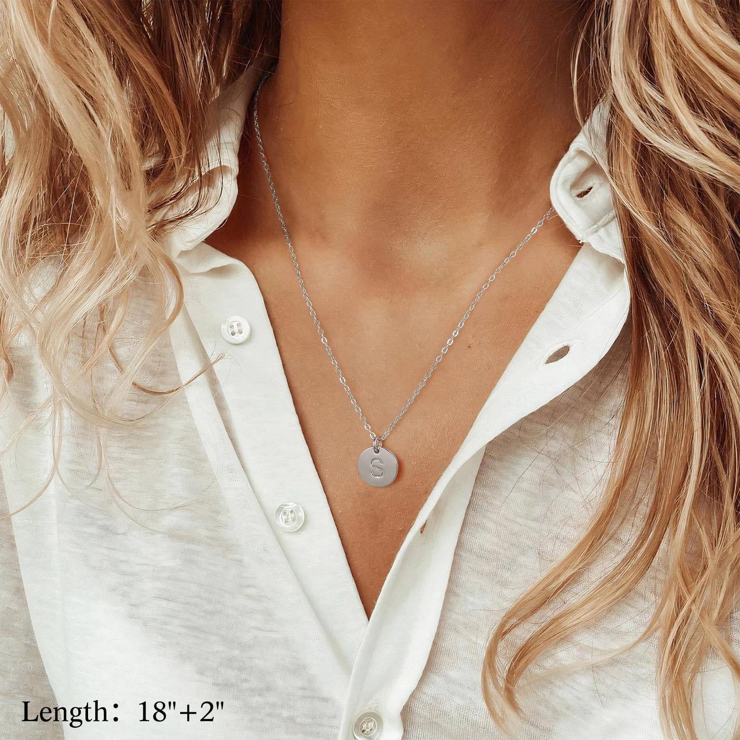 Vjoypro Dainty Silver Necklace for Women - Initial A Necklaces, Layered Y-Necklaces for Women, Silver Jewelry, Layering Necklace