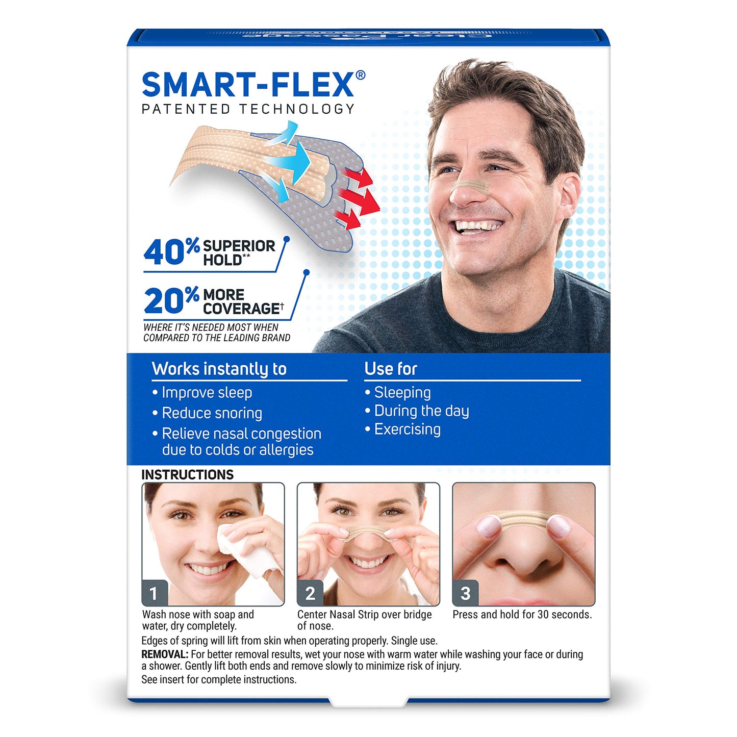 Clear Passage Nasal Strips Large, Tan, 50 ct | Works Instantly to Improve Sleep, Reduce Snoring, & Relieve Nasal Congestion Due to Colds & Allergies