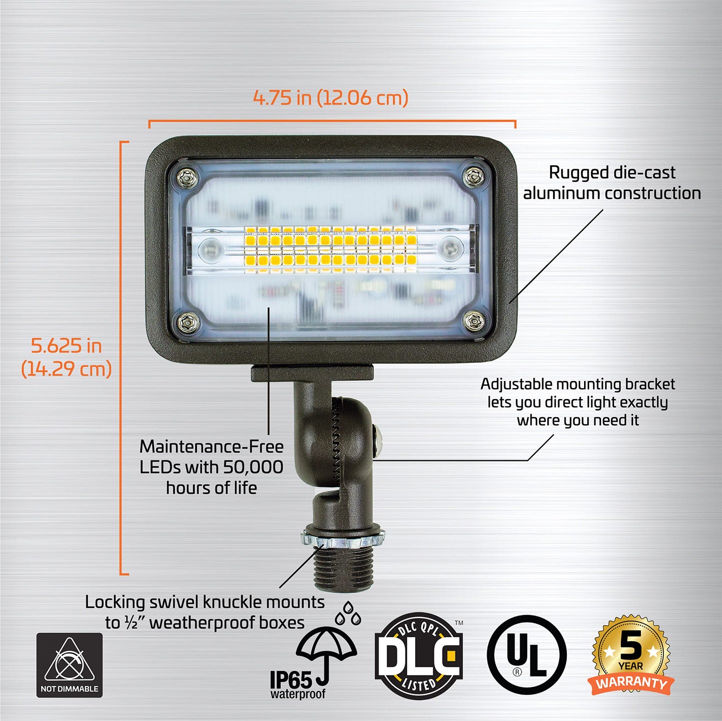 Newhouse Lighting Ww15Brz 16W Led Outdoor Wall Wash Flood Light, 1500 Lumens, 3000K Warm White, Bronze, Weatherproof, 1-Pack