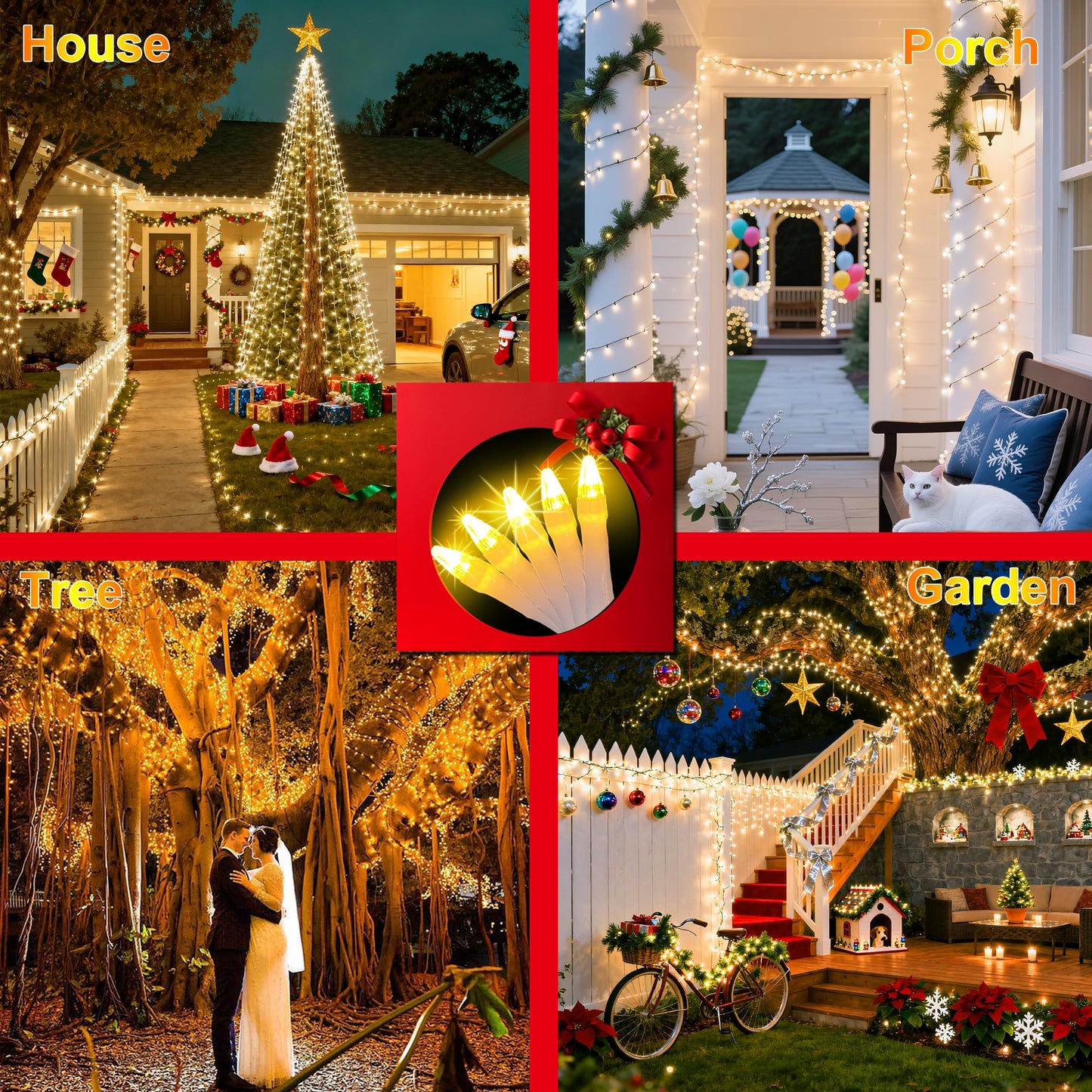 350Led Christmas Lights Indoor Outdoor  90Ft 12 Modes Warm White Led String Lights With Timer Dimmable  Waterproof Tree Lights For Xmas Patio Yard Fence Bedroom Wedding Garden Decor Warm White