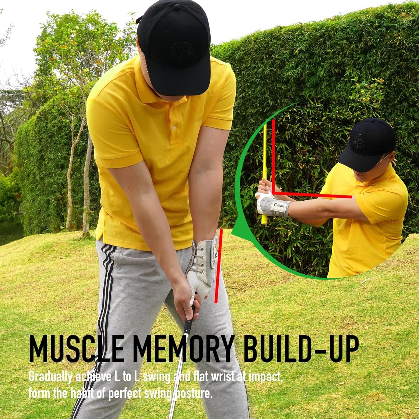 GAIARENA Golf Wrist Brace Wrist Hinge Swing Aid, Efficient Golf Swing Training Equipment to Correct Wrist’s Angle & Develop Muscle Memory for Beginner Golfers