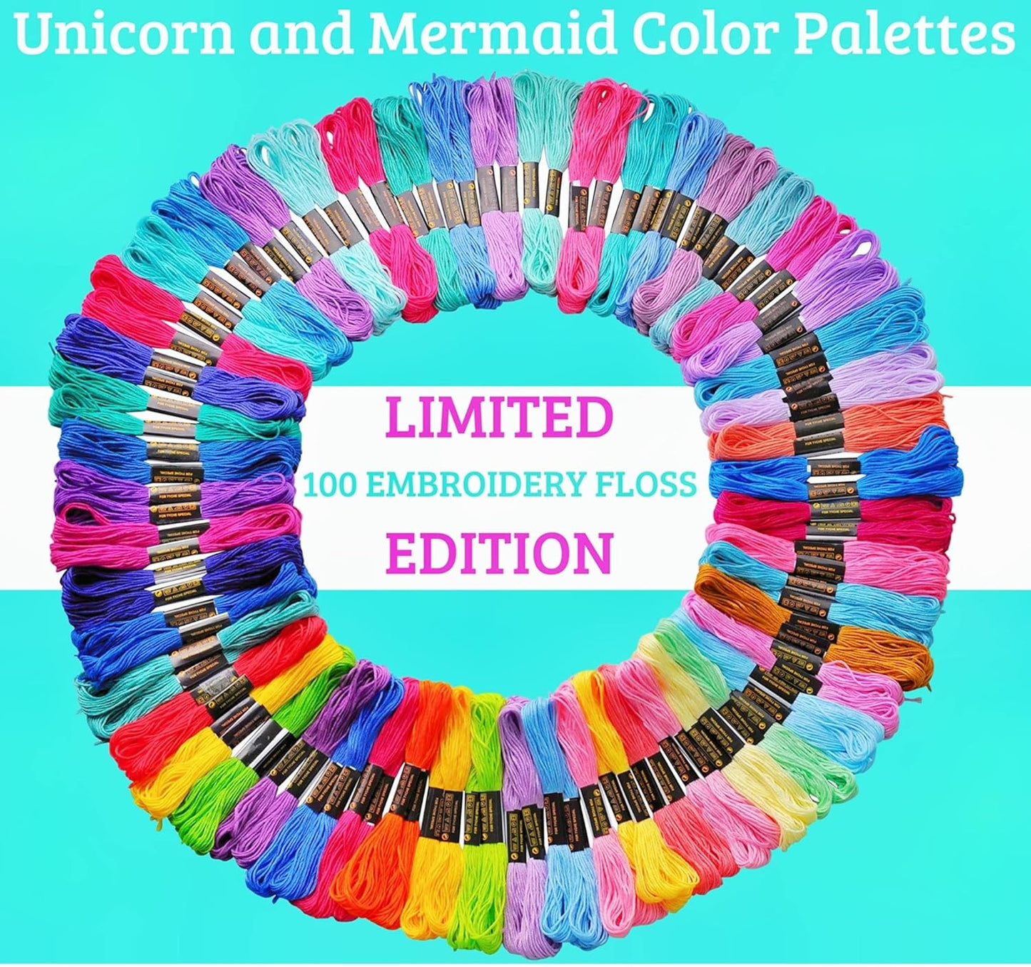Athena’s Elements Embroidery Floss | Rainbow Thread for Embroidery, Cross Stitch Thread, Customized Independent Packaging（100 Colors）(Unicorn Color Palettes)