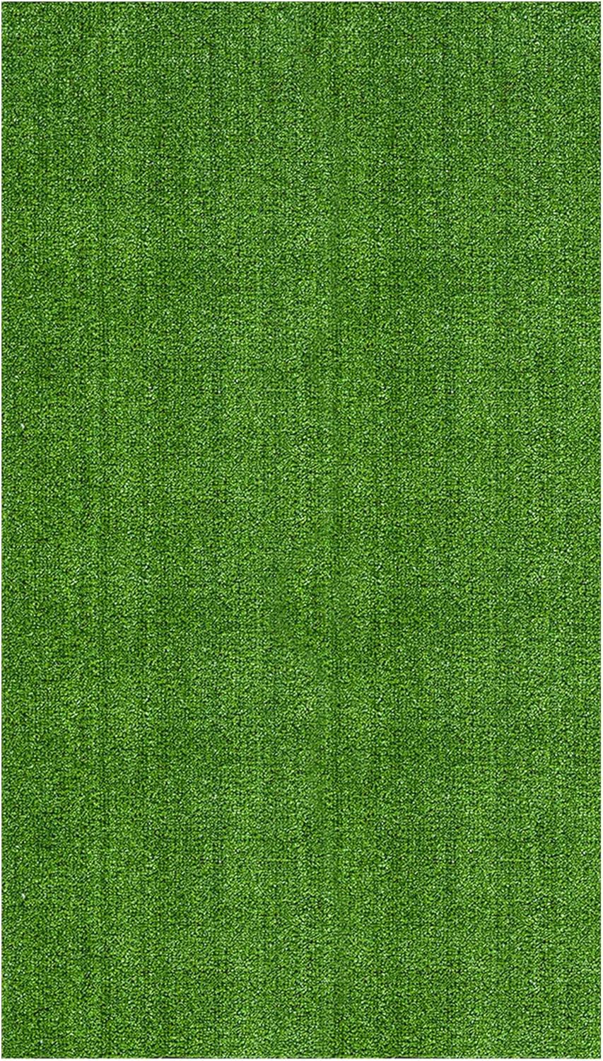 Ottomanson Artificial Grass Turf 3'11" x 6'7" Indoor Outdoor Faux Grass Rug with Drainage Holes, Customizable with Extra Long Size Options, Perfect for Patio Lawn Balcony Weddings Photoshoot Backdrop