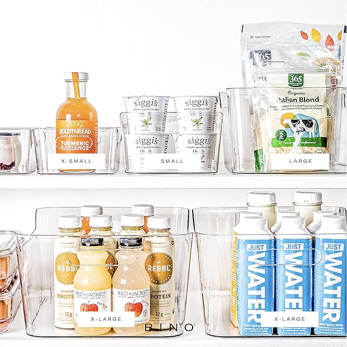 BINO | Plastic Storage Bins, X-Small - 24 Pack | THE SOHO COLLECTION | Multi-Use Organizer Bins | Built-in Handles | BPA-Free | Pantry Organization | Home Organization | Fridge Organizer | Freezer Org