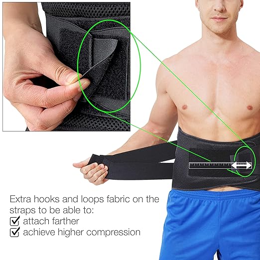 NeoTech Care Adjustable Compression Wide Back Brace Lumbar Support Belt (Beige, Size L)