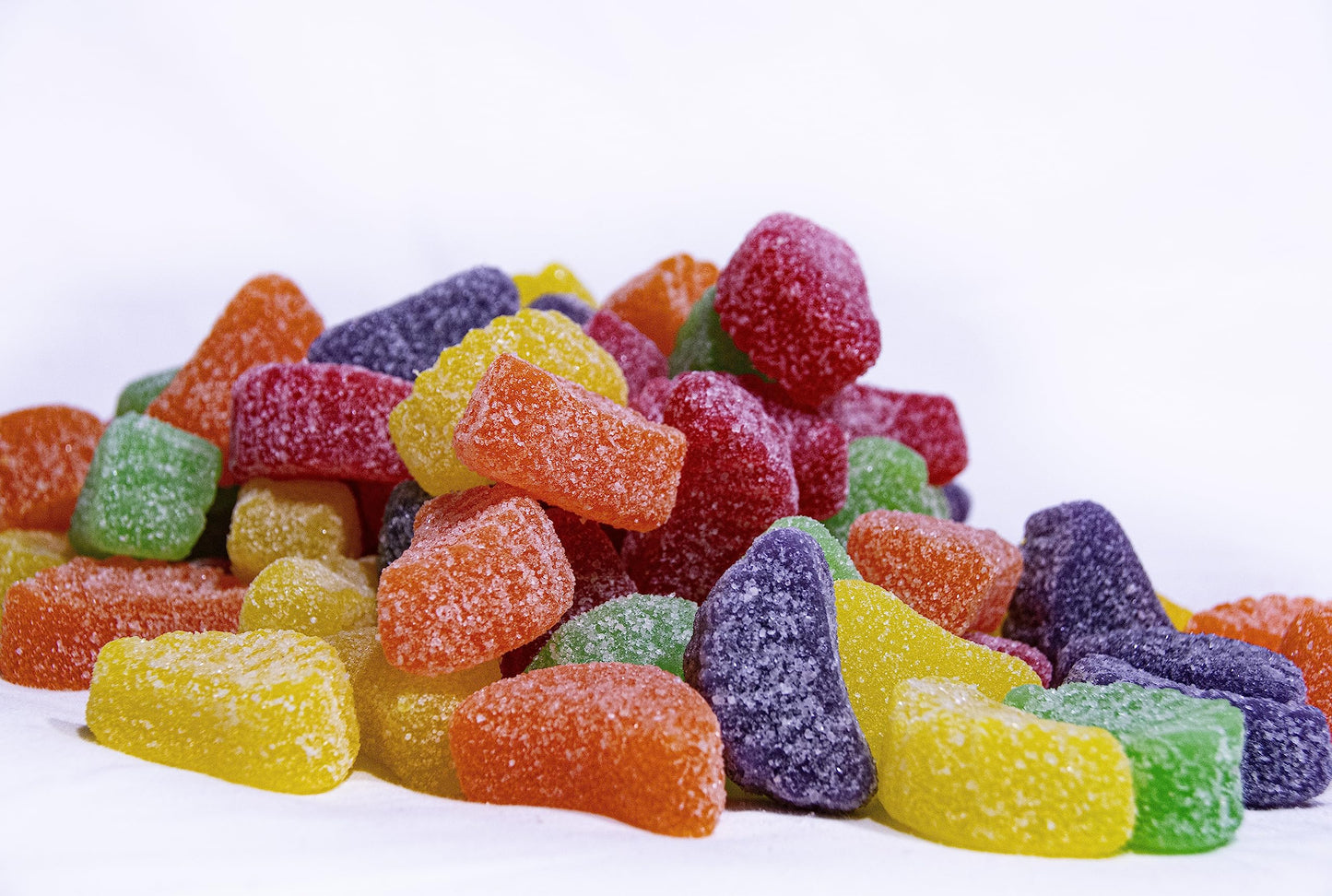 Assorted Fruit Slices - 1 lb of Fresh Sweet Sugar Coated Lemon Cherry Strawberry Orange Jelly Candies