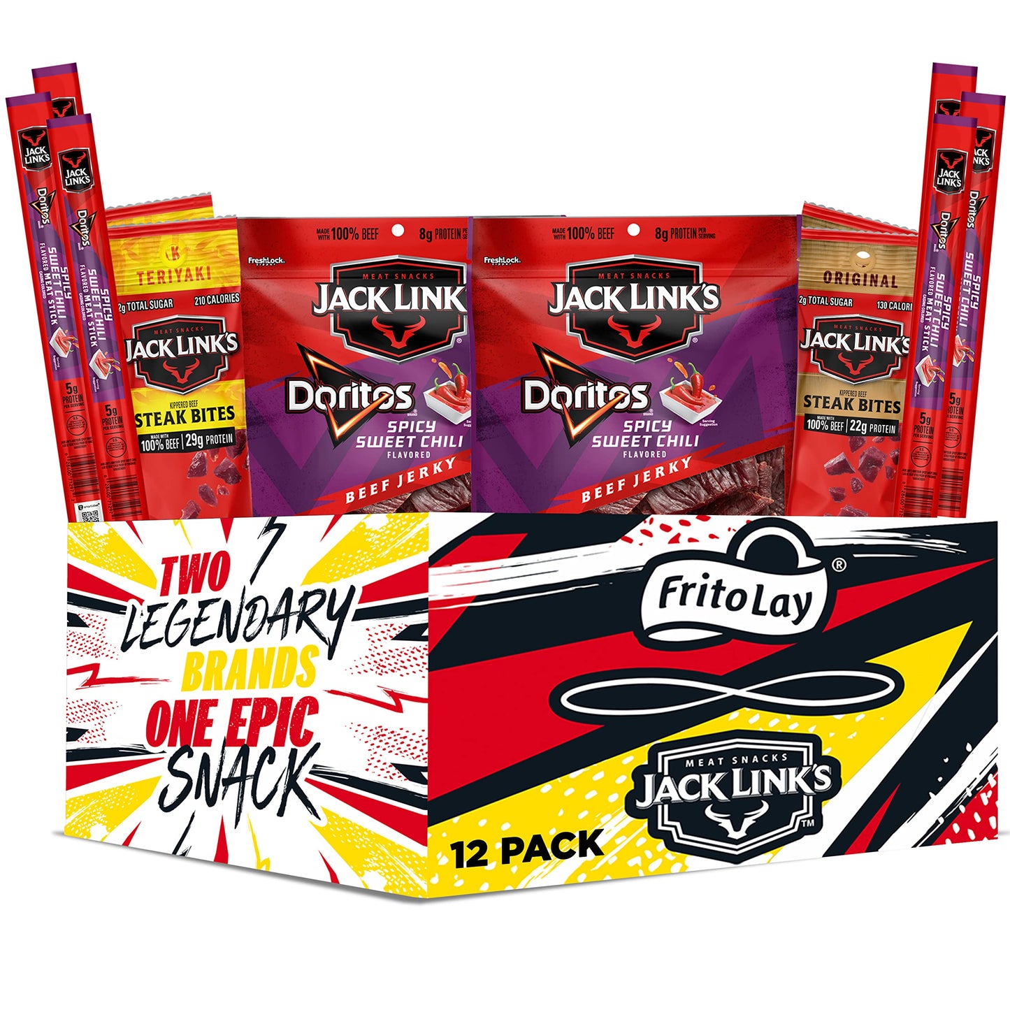 Frito Lay Jack Link s Meats Sampler Variety Pack, (Pack of 12)