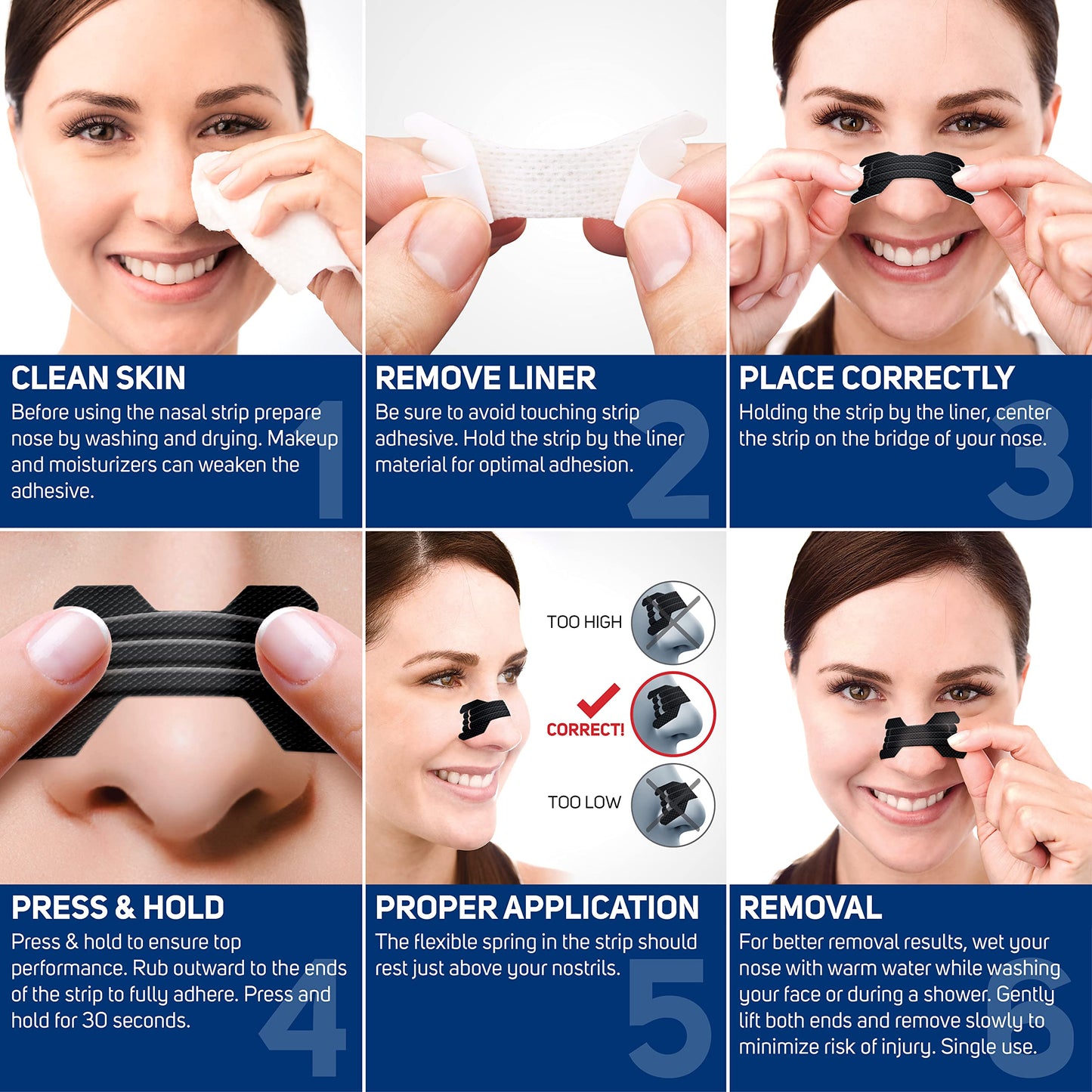 Clear Passage Extra Strength Nasal Strips 50 Ct, Nasal Dilators for Men & Women, Anti Snoring, Instant Congestion Relief for Cold & Allergy, Improves Sleep, Better Performance, for Day & Night, Black