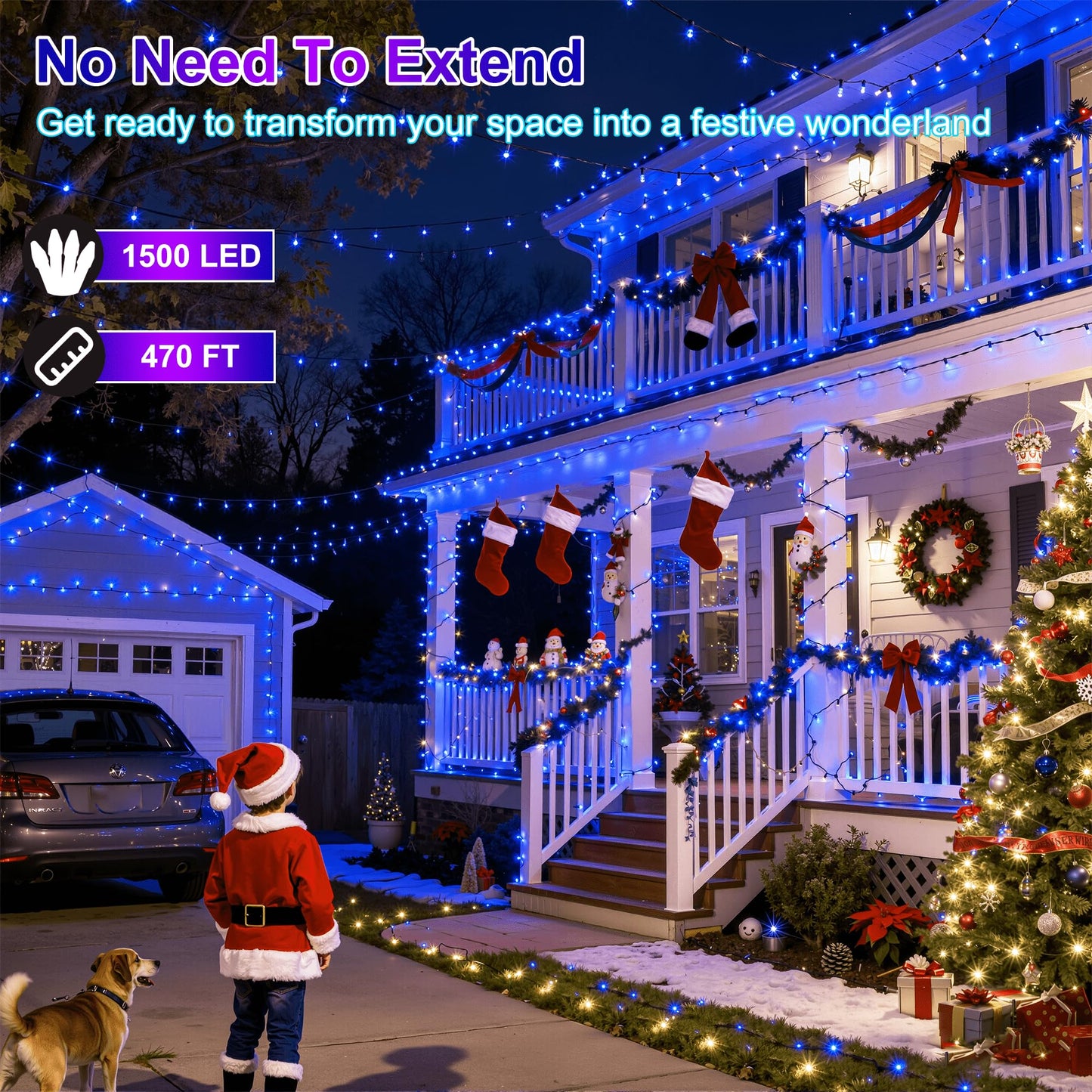 Xikengshq 750Led Christmas Lights Outdoor Use  240Ft 12 Modes Blue Led String Lights With Timer Dimmable  Waterproof Christmas Tree Lights For Xmas Patio Yard Fence Balcony Garden Party Decor Blue