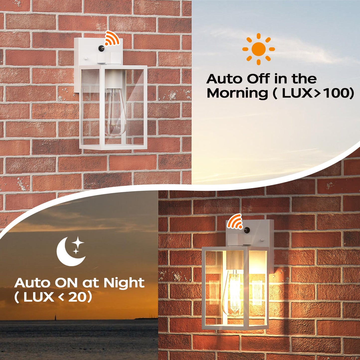 White Dusk To Dawn Exterior Lighting Fixtures Wall Mount  Outdoor Porch Lights For House  Sensor Wall Lights  Waterproof Wall Sconce Lamp  Wall Lantern  Anti Rust Coach Lights For  Doorway  Garage