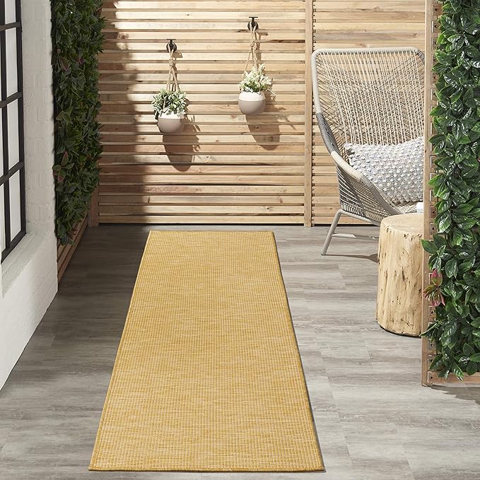 Nourison Positano Indoor/Outdoor Yellow 2'2" x 12' Area Rug, Easy Cleaning, Non Shedding, Bed Room, Living Room, Dining Room, Backyard, Deck, Patio (2x12)