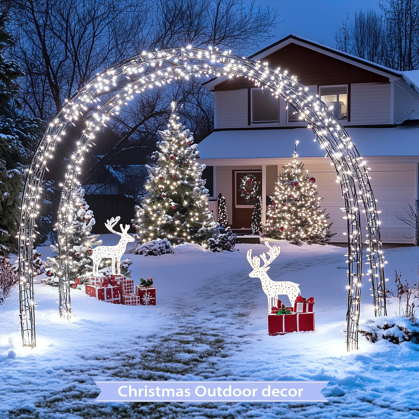 JMEXSUSS 250 LED White Christmas String Lights, 91.5ft Extendable Green Wire, Waterproof, 8 Modes, Indoor/Outdoor Use