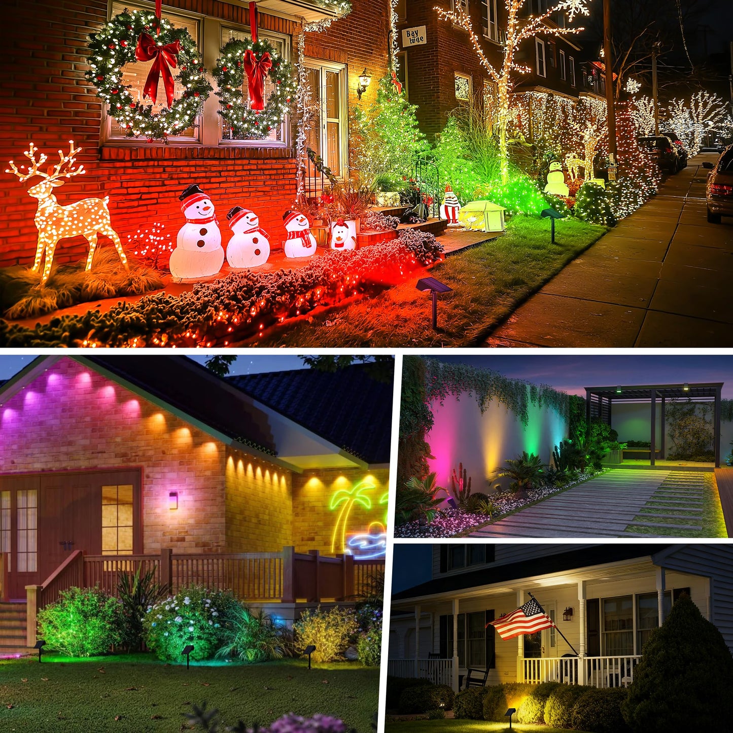 WENATY Solar Spot Lights Outdoor Color Changing, [7 Mode/12 Pack] Christmas Landscape Spotlights, Solar Lights Outdoor Waterproof,Led Powered Flood Light for Halloween Pathway Yard Garden Tree Walkway