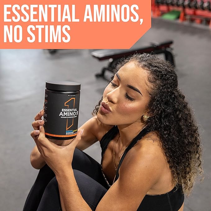 Rule 1 Essential Amino 9 – Recovery & Hydration Support with 7.5g of Essential Amino Acids + Electrolytes (30 Servings, Rainbow Candy)