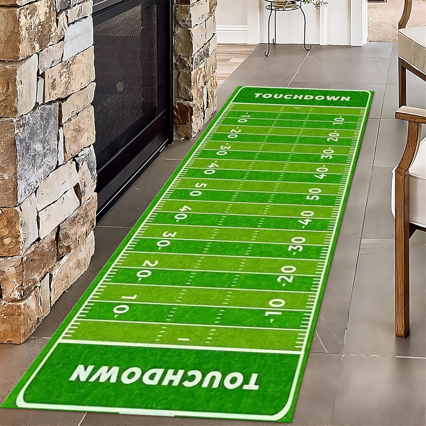 American Football Hallway Runner Rug, 4x12ft, Sports Rugs for Living Room, Thin Low Pile Home Decor Mat, Non-Shedding Reduce Noise Washable Non-Slip Carpets for Bedside Family Porch
