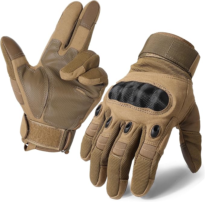 MVPTOO Motorcycle Tactical Gloves for Men - Touchscreen, Hard Shell & Palm Padding for Airsoft Paintball Hunting Hiking Ca...