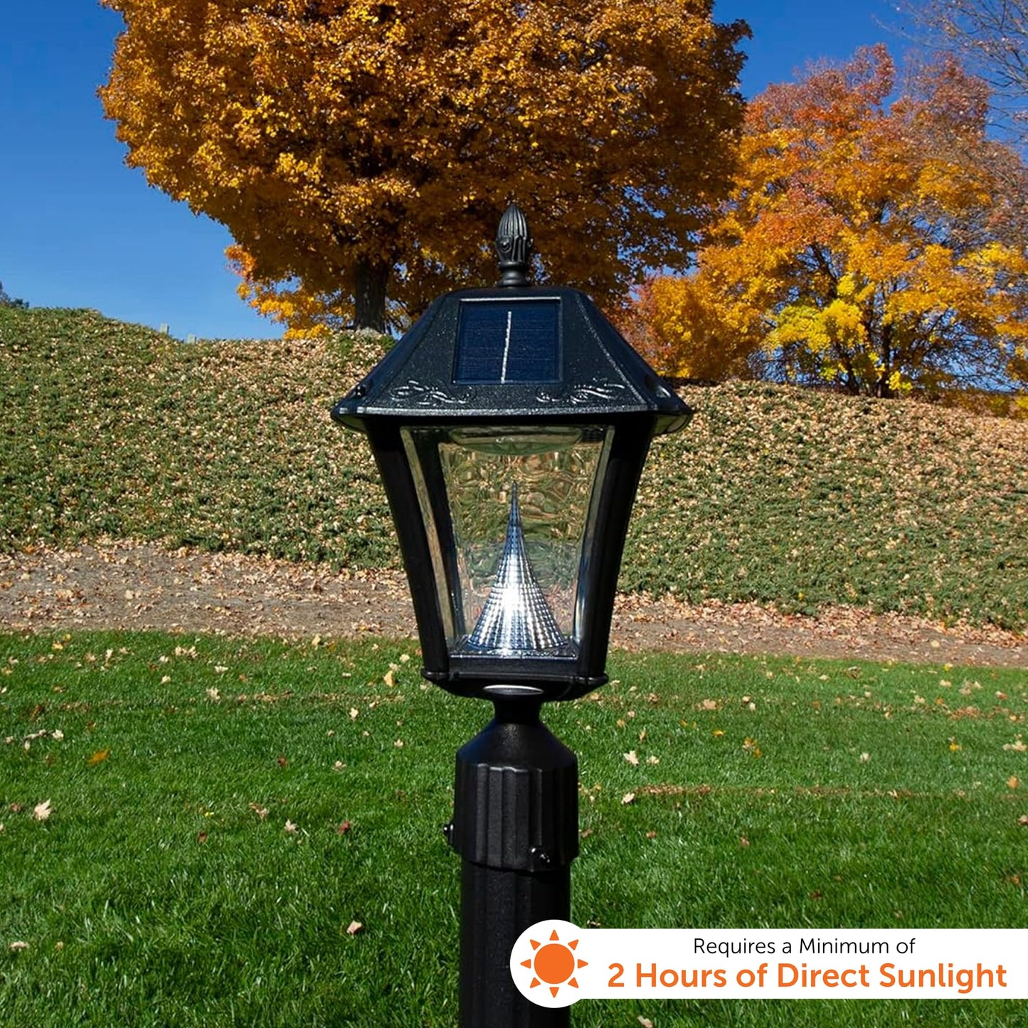Gama Sonic Baytown II Outdoor Solar Light, Bright White LED, Lamp Only, Model GS-105FPW-BW, Black