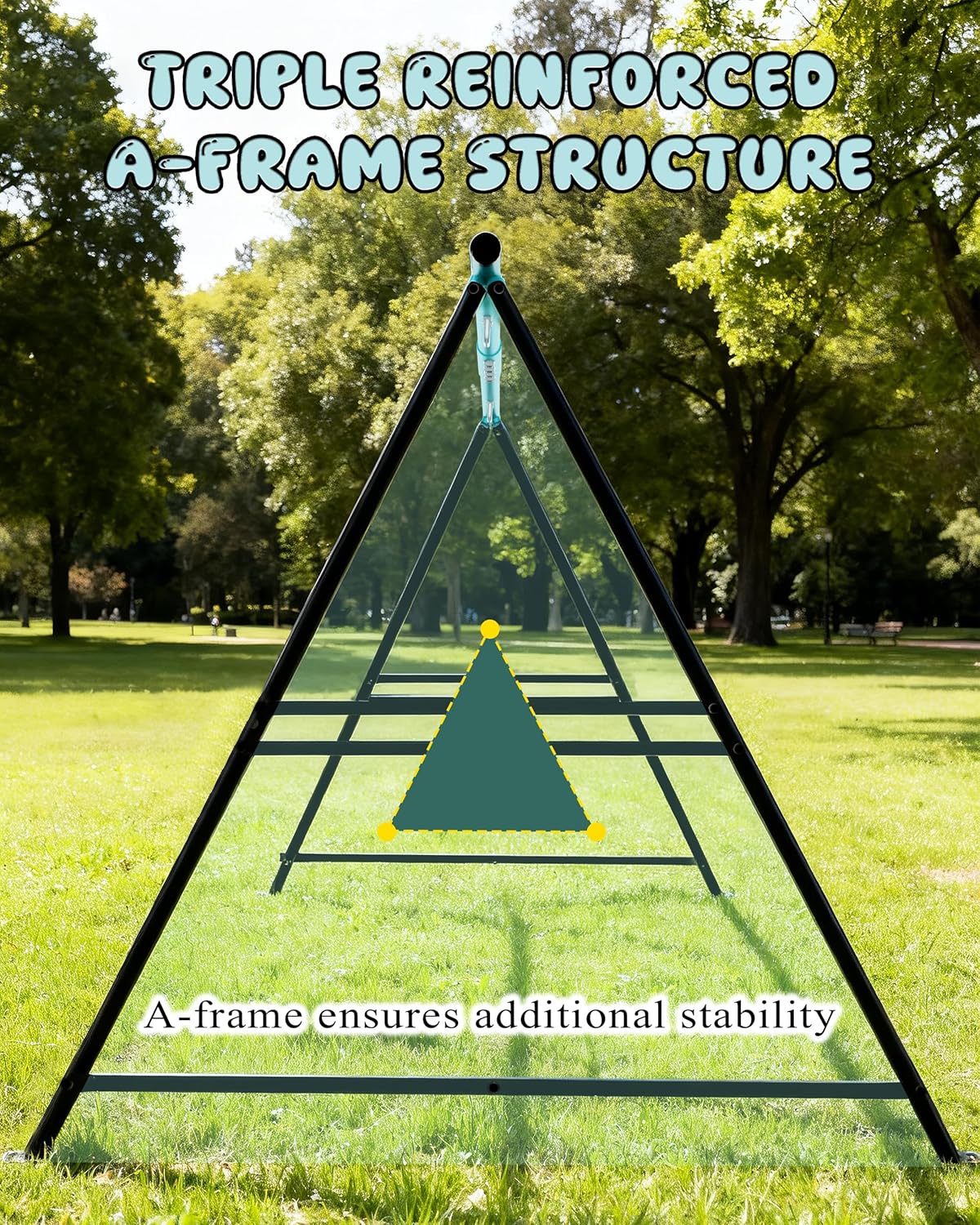 Porch Swing Stand Frame for Both Kids and Adults,440Lbs Heavy-Duty Metal A-Frame for Swing Sets for Backyard (Frame Only) (Blue)