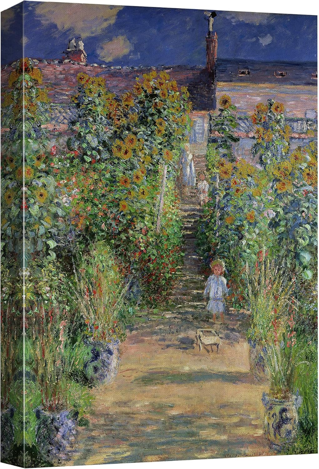 wall26 - The Artist's Garden at Vetheuil by Claude Monet - Impressionist Modern Art - Canvas Art Home Art - 32x48 inches