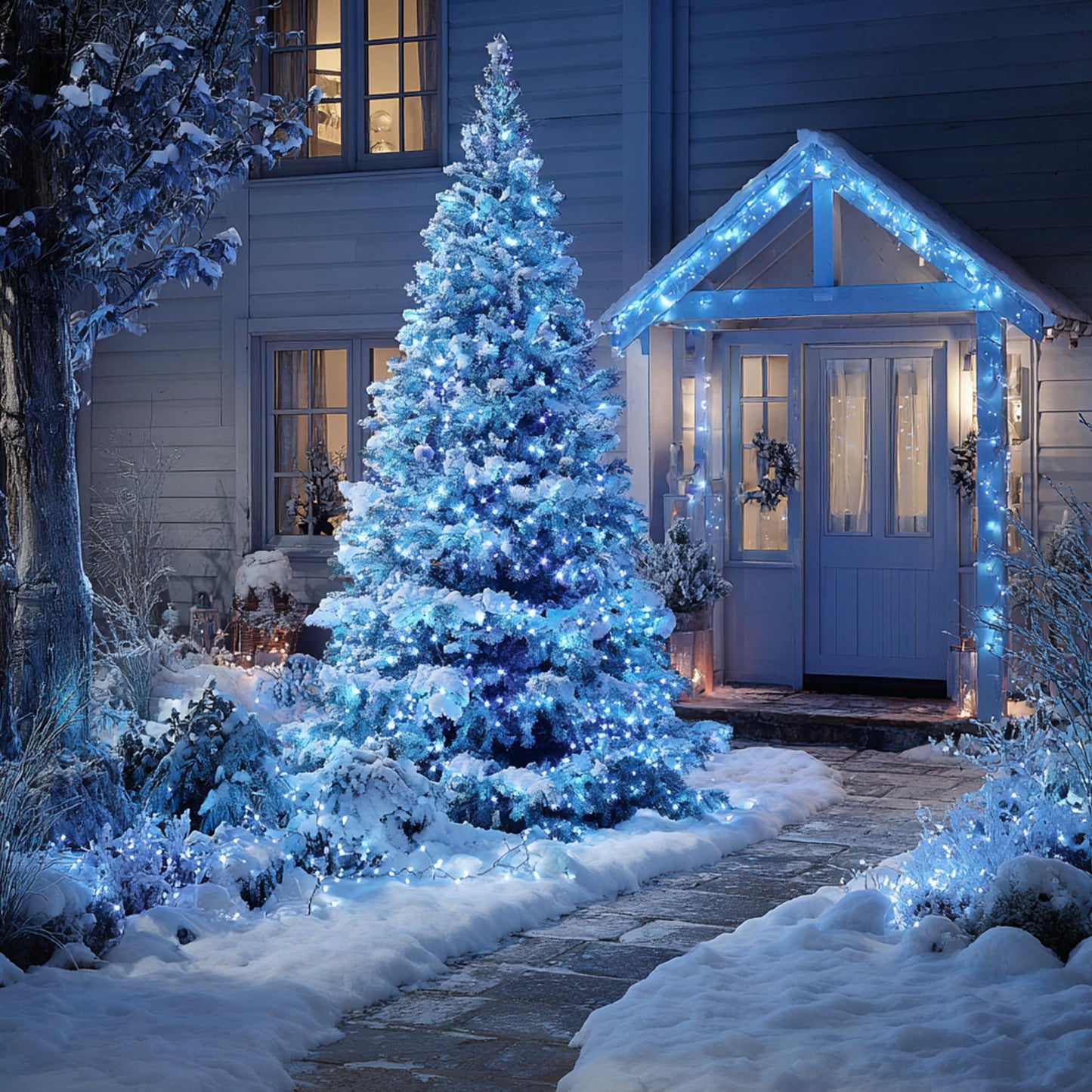 Tw Shine Christmas Lights  600 Led 196Ft Christmas String Lights Plug-In With 8 Modes Timer And Remote  Waterproof Outdoor Decorations For Bedroom Wedding Party Yard Tree Decor  Blue & White