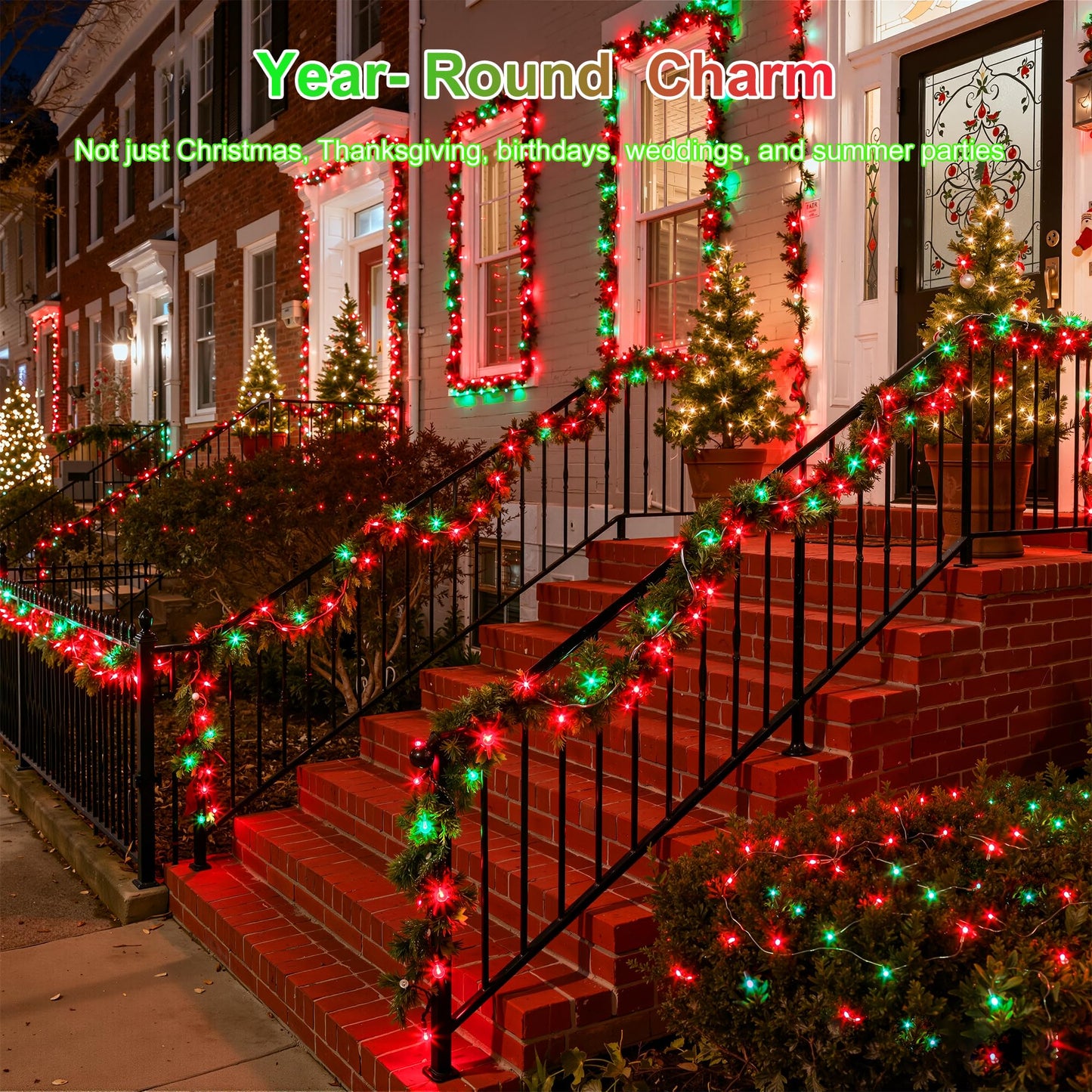 1500Led Christmas Lights Outdoor Use  470Ft 12 Modes Red And Green Led String Lights With Timer Dimmable  Waterproof Christmas Tree Lights For Xmas Patio Yard Fence Balcony Garden Party Decor