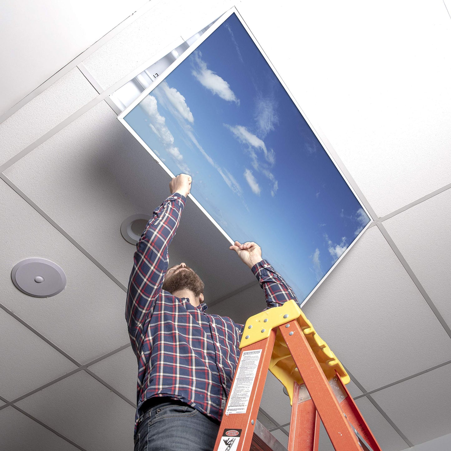 OCTO LIGHTS Fluorescent Light Covers, 2x4, Backlit Film, Cirrostratus, Model CLD-020-2x4, Classroom Use, Improve Focus