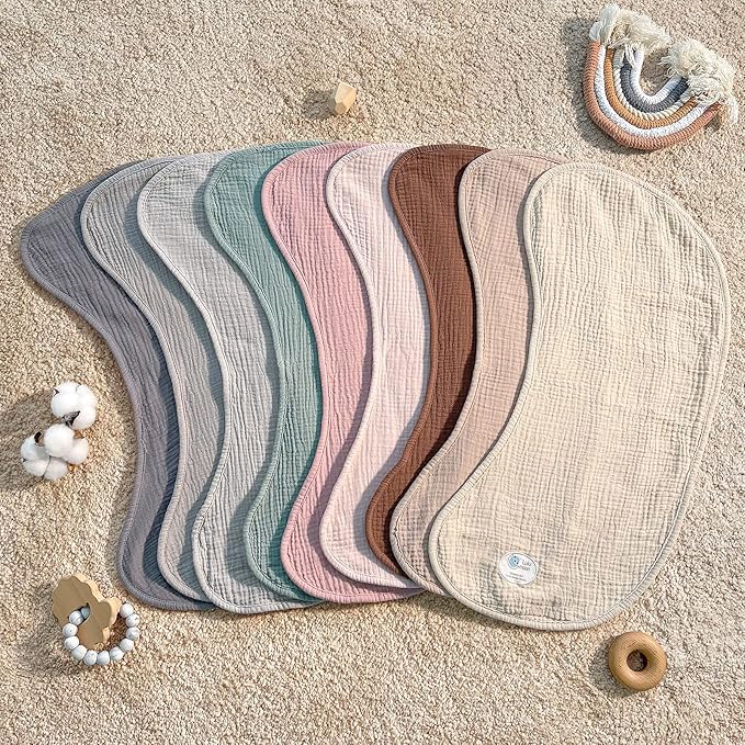 lulumoon Muslin Burp Cloths for Babies: 100% Soft Cotton Large Burping Cloths - Neutral Baby Burp Rags for Boy and Girl - Absorbent Burp Cloth for Spit-Ups 6 Pack