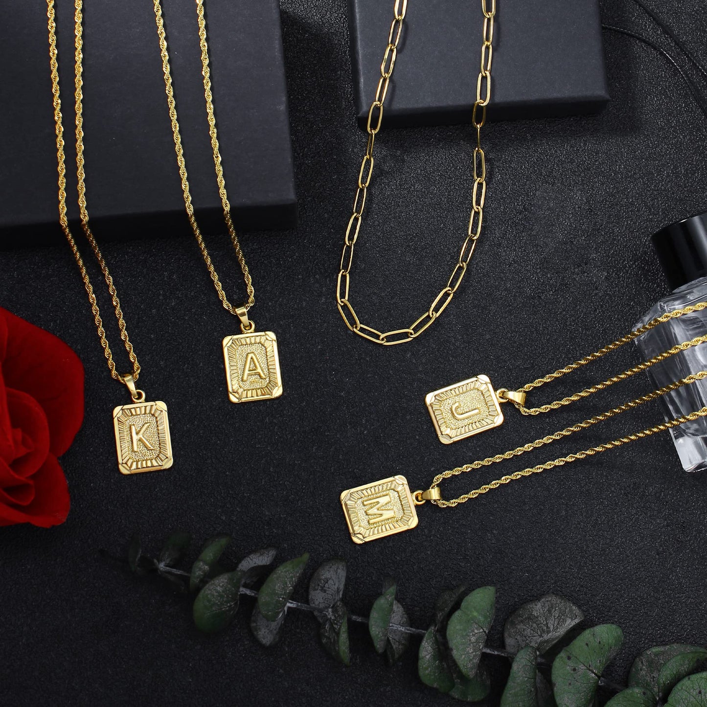 JSJOY Gold Initial Necklace for Women: Layered Monogram Pendant Letter L Necklace for Women, Family and Friends