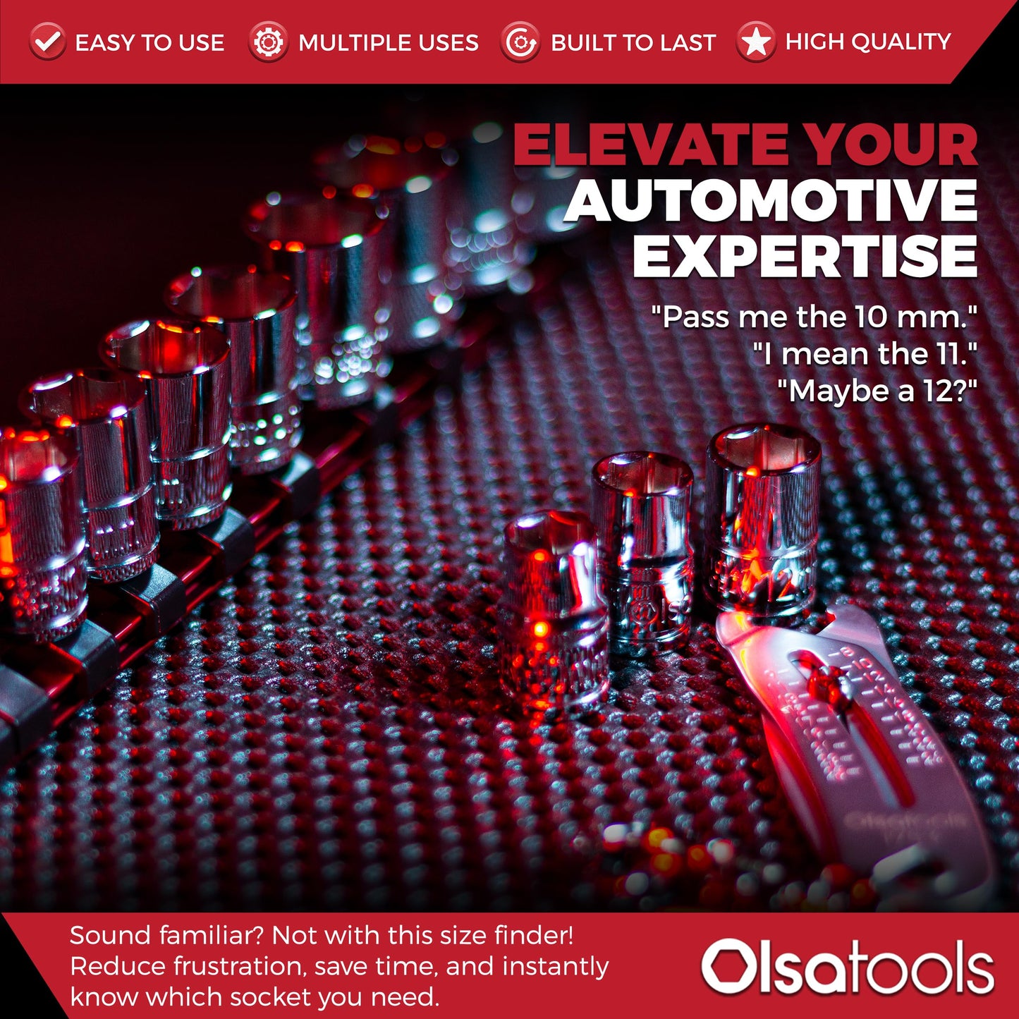 Olsa Tools Bolt Size Finder Keychain - Precision with Accurate Metric (8-25mm) and SAE (5/16 to 1") Measurements - Bolt Gauge - Dual-Sided - Portable Design - Gifts For Mechanics - Part: 1753