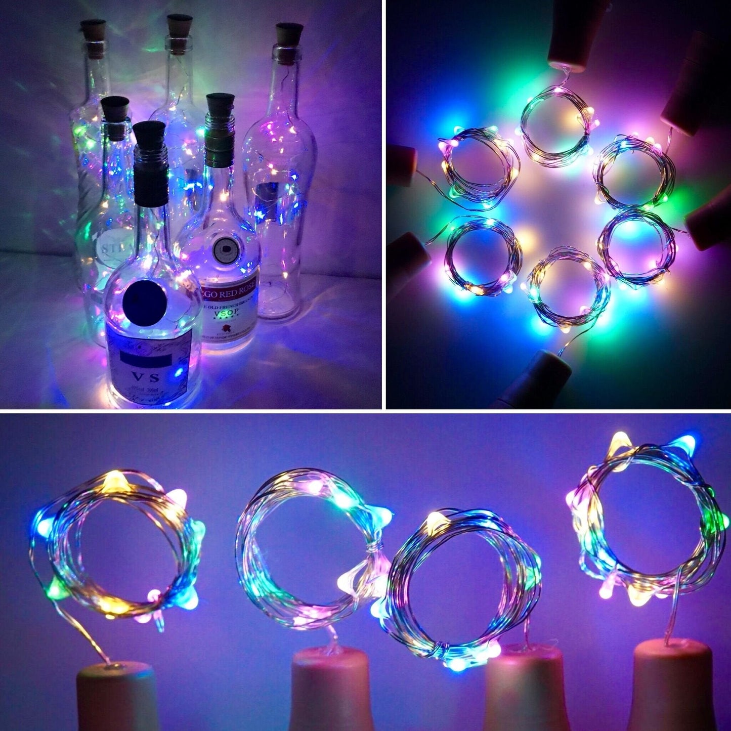 LoveNite Wine Bottle Lights, 10 Pack LED Fairy String Lights, Cork Shape, Battery Operated, 4 Colors