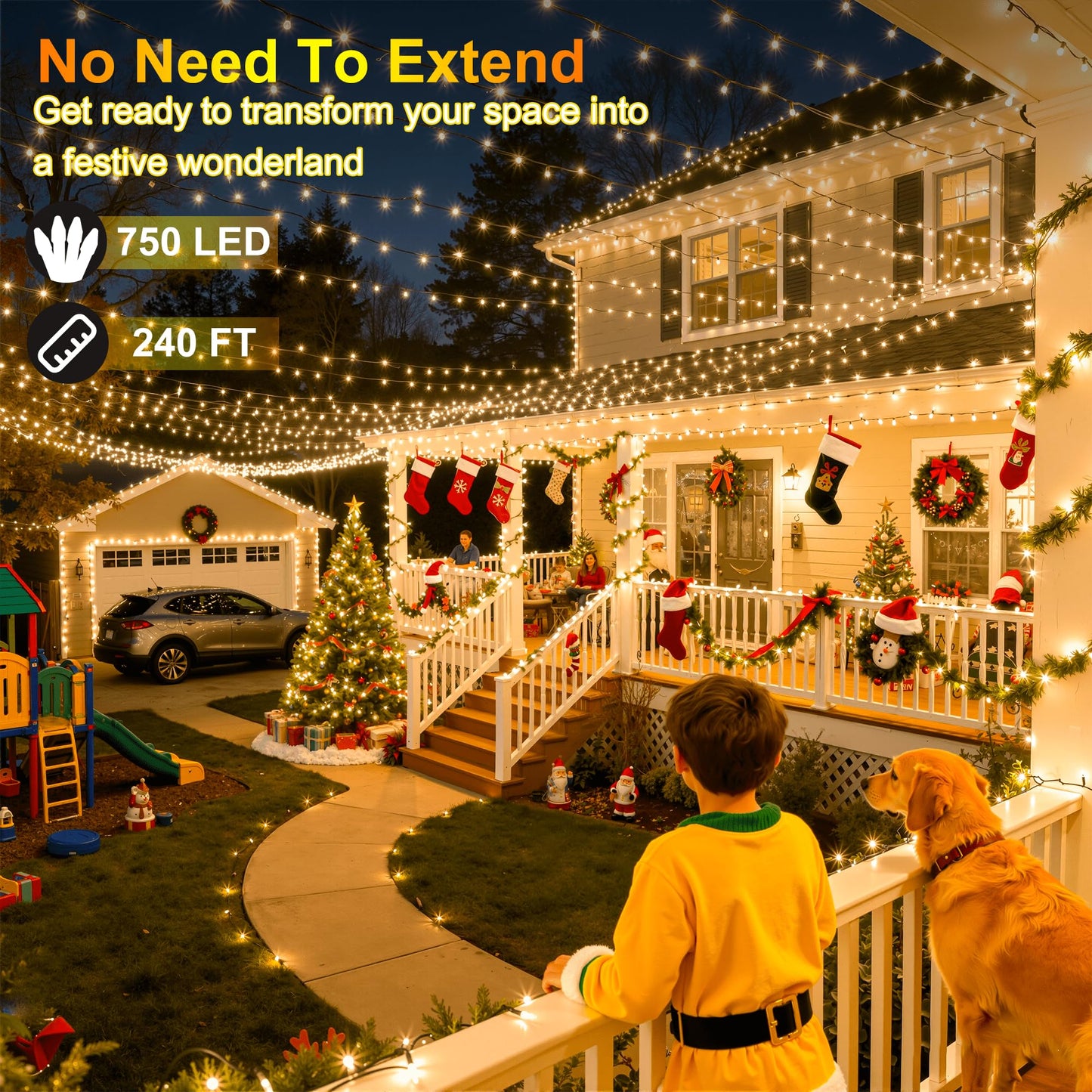 750Led Christmas Lights Outdoor Use  240Ft 12 Modes Warm White Led String Lights With Timer Dimmable  Waterproof Christmas Tree Lights For Xmas Patio Yard Fence Balcony Garden Decor Warm White