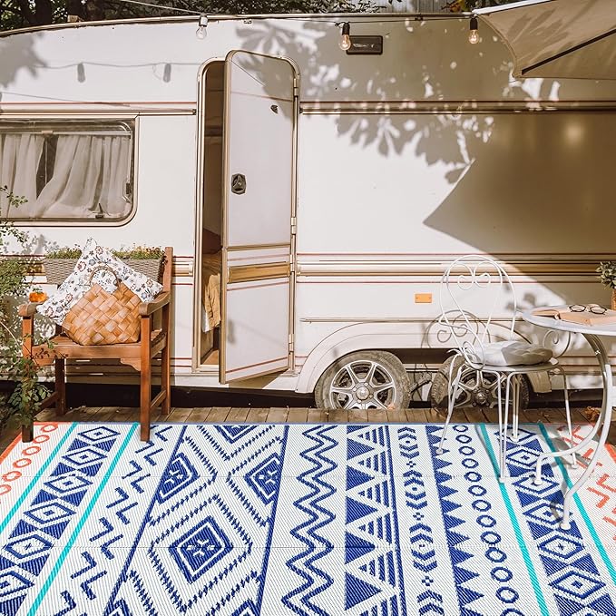 Outdoor Rugs Patio Camping Waterproof - 8x10 Plastic Straw Patio Rug Portable for Campers, Outside RVs Mat, Outdoor Area Carpet for Patios Clearance, Backyard Porch, Balcony, Picnic