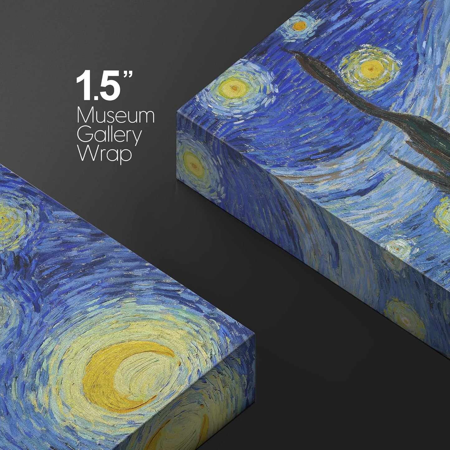 wall26 - Starry Night by Vincent Van Gogh - Framed Canvas Art Wall Art - 16"x24" Black