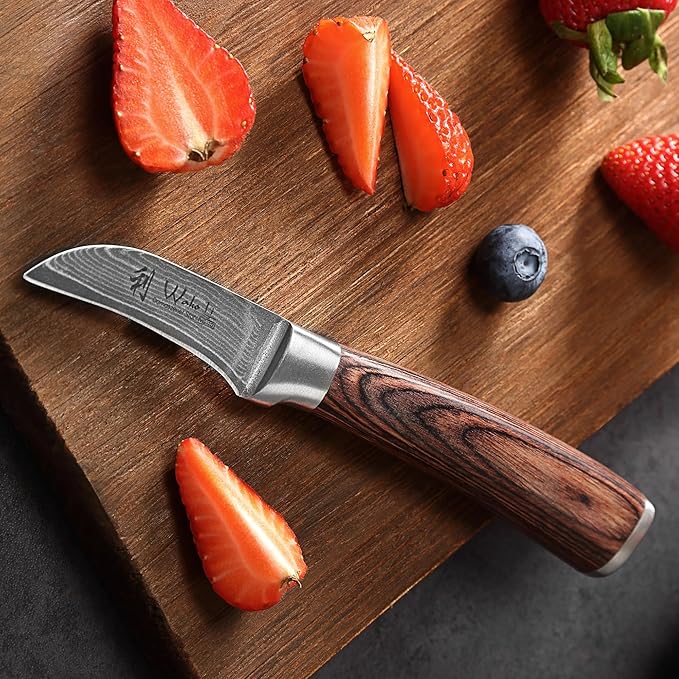 Wakoli EDIB Damascus Peeling Knife – 2.7-Inch Small Kitchen Knife for Fruits and Vegetables | Genuine Damascus Steel Blade with VG10 Core | Ergonomic Pakkawood Handle | Premium Knife in Gift Box